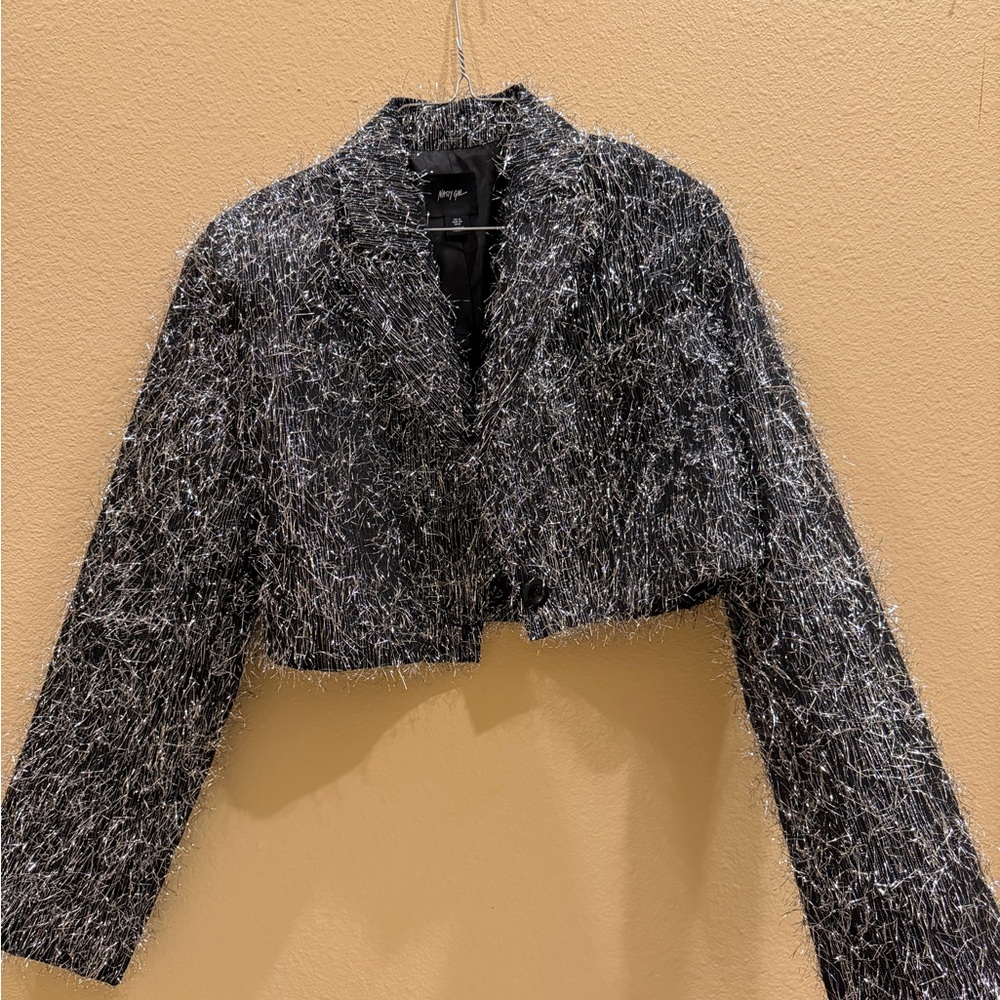 Nasty Gal Textured Black and Gray Blazer